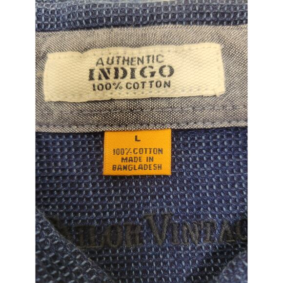 TAILOR VINTAGE Shirt Men's L Blue Long Sleeve Authentic Indigo Cotton - Picture 6 of 12